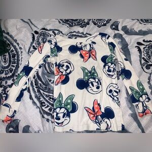 Disney Long Sleeve Tee with Minnie Mouse Print - White, Green, Red, Blue